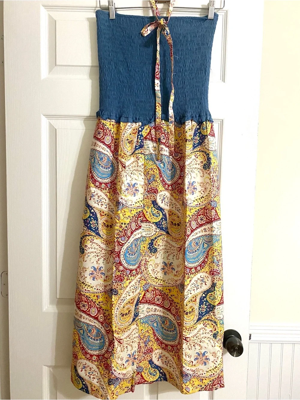 FREE PEOPLE VINTAGE Paisley Maxi Smocked Boho Dress Med. NWT⭐️